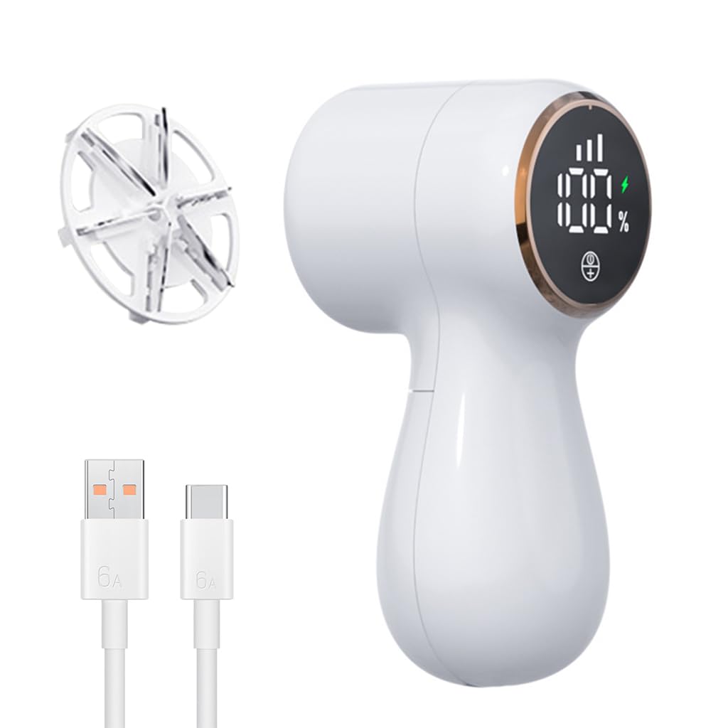 HANNEA Fabric Shaver, Rechargeable Portable Lint Remover Sweater Defuzzer, Intelligent Digital Display Lints Shaver Fuzzs Pills Bobbles Trimmer for Clothes and Furniture HANNEA Fabric Shaver, Rechargeable Portable Lint Remover Sweater Defuzzer, Intelligent Digital Display Lints Shaver Fuzzs Pills Bobbles Trimmer for Clothes and Furniture